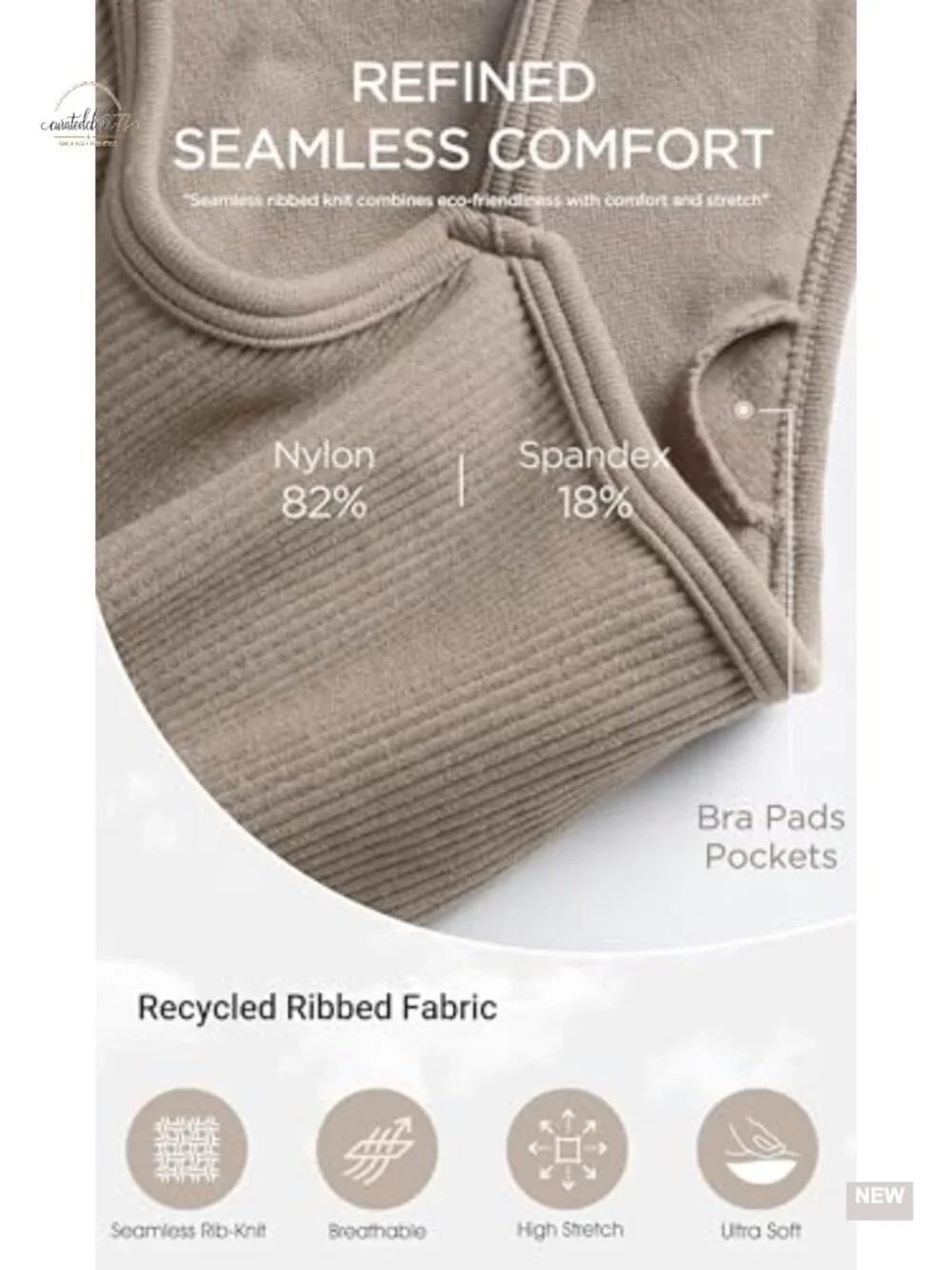 Seamless Sports Bra Crop Tank Tops Ribbed Non Padding Yoga Bra 3 Pack